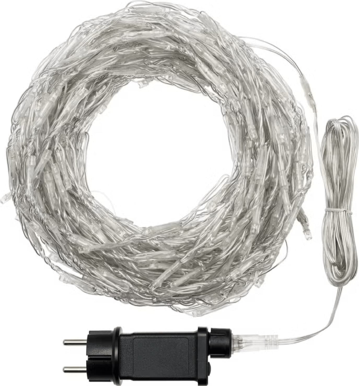 Tenda effetto nevicata con led bianco caldo, cavo trasparente - 3
