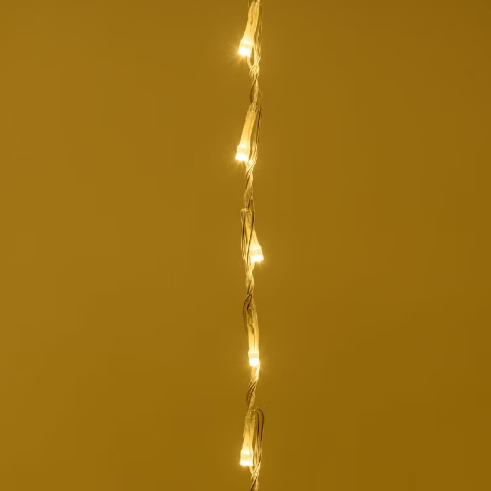 Tenda effetto nevicata con led bianco caldo, cavo trasparente - 4