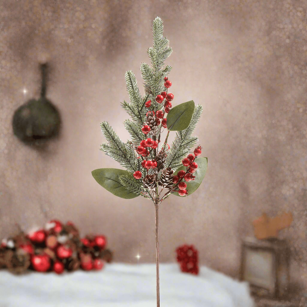 Tralcio natalizio con bacche decorazione natalizia h 60 cm - 2