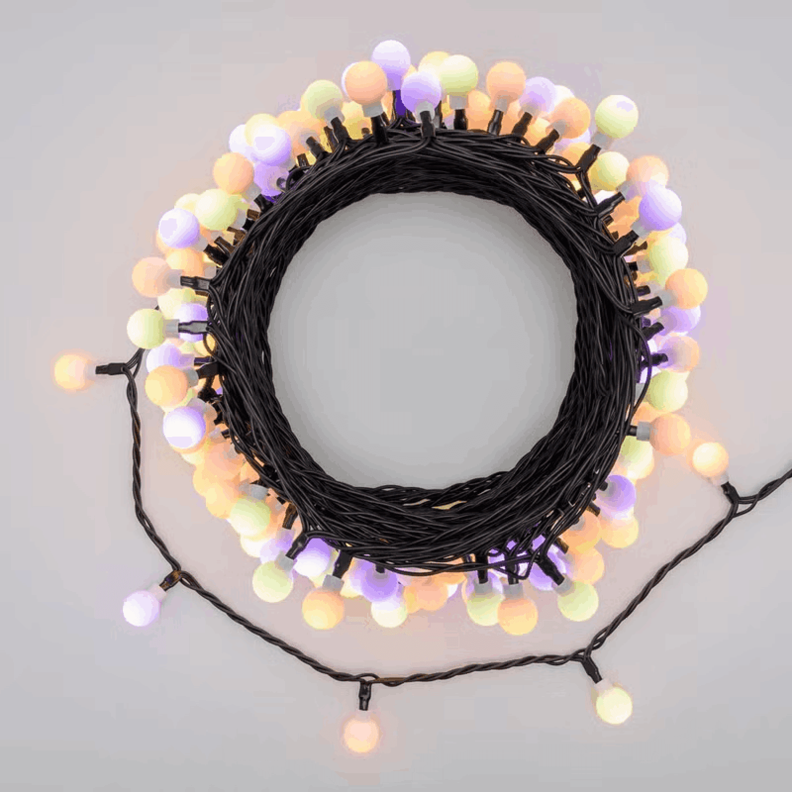 Catena 20 m, 200 minisfere Ø 15 mm, Dual Color LED Bianco Caldo e Multicolo - 4