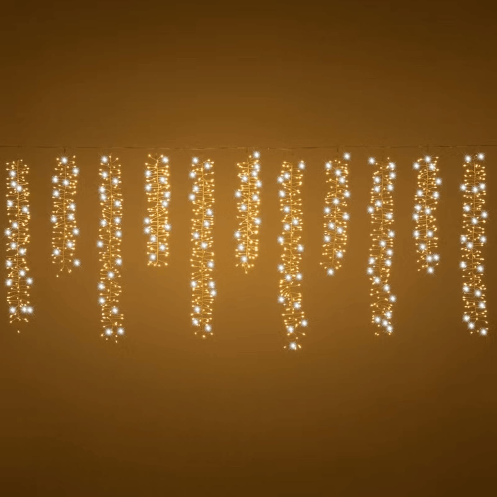 Stalattite 16 festoni, 3 x h 0,75 m, 2000 microled bianco caldo per decorazioni - 2