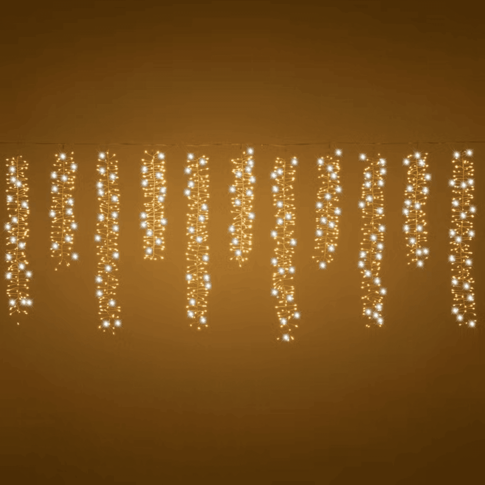 Stalattite 16 festoni, 3 x h 0,75 m, 2000 microled bianco caldo per decorazioni - 2