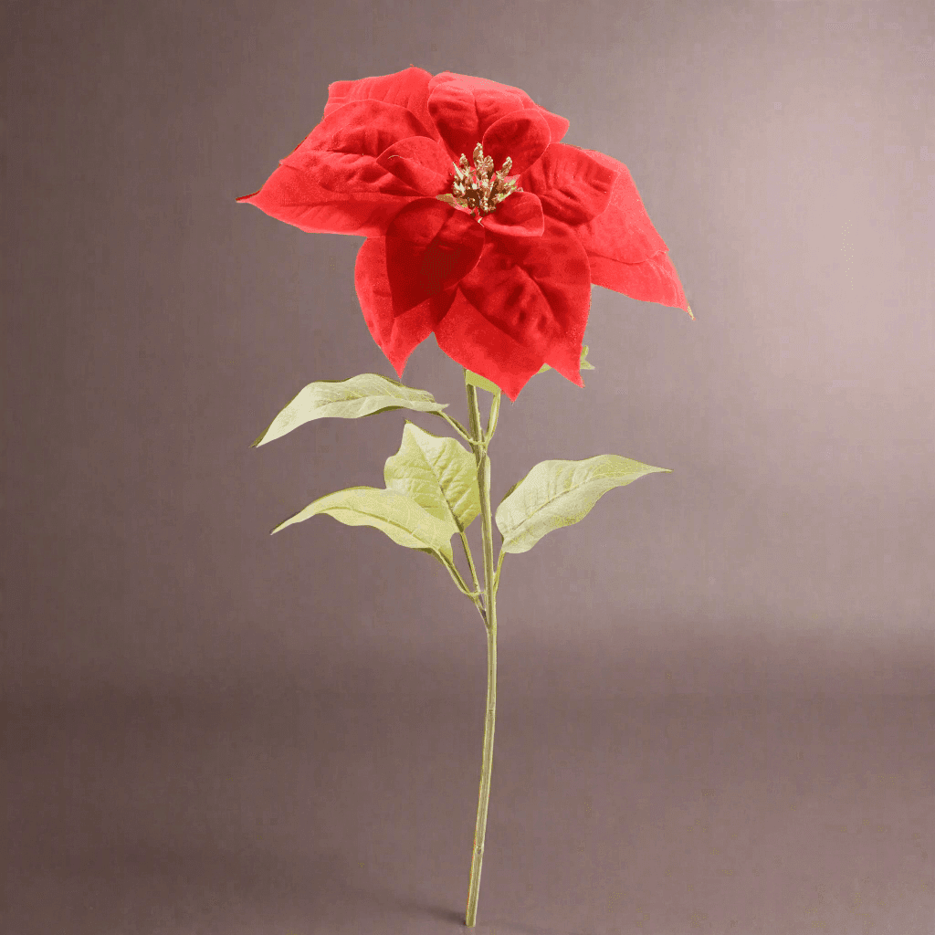 Fiore decorativo stella di natale rosso decorazione da h 53 cm - 2