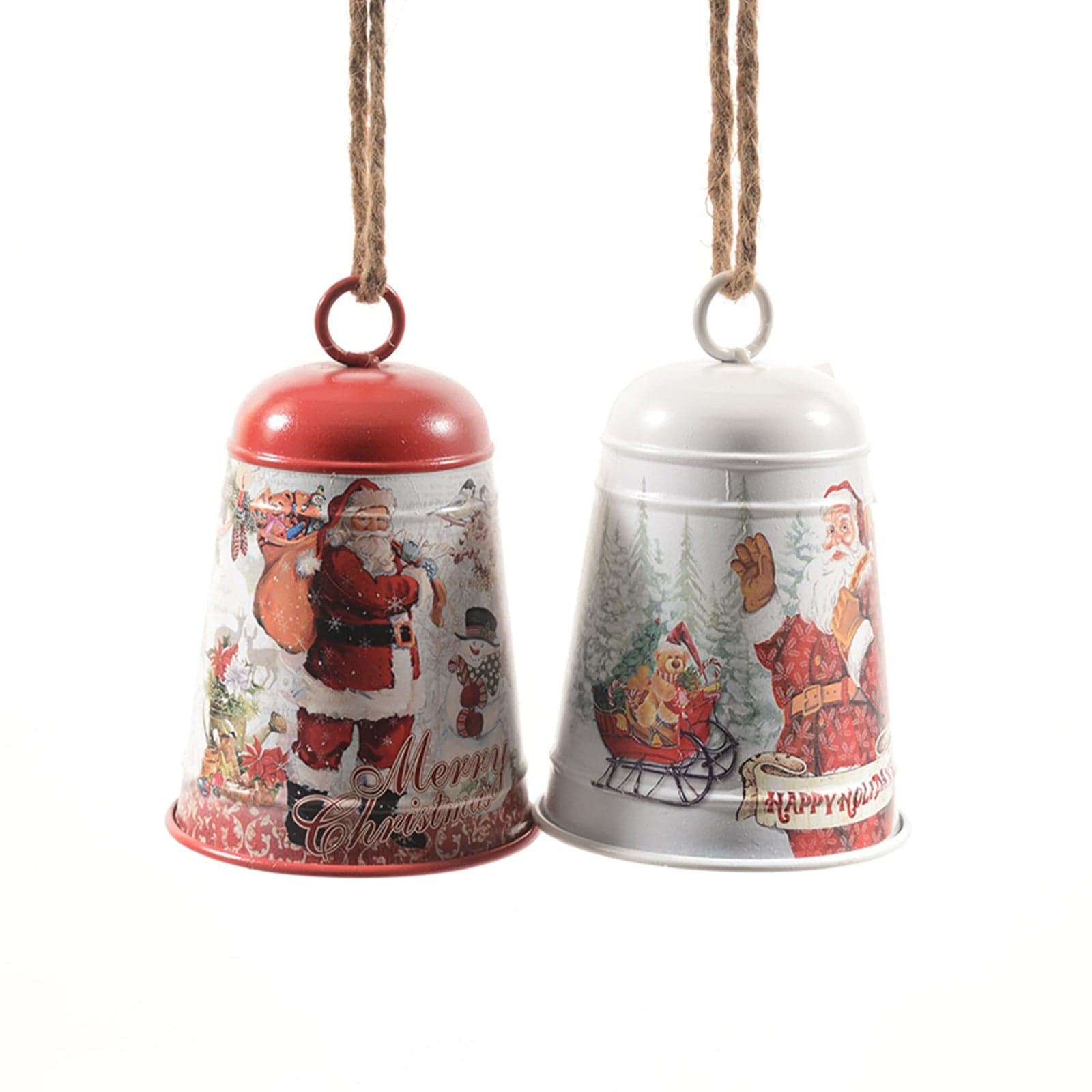 Campana decorata con Babbo in metallo per decorazioni natalizie - 3