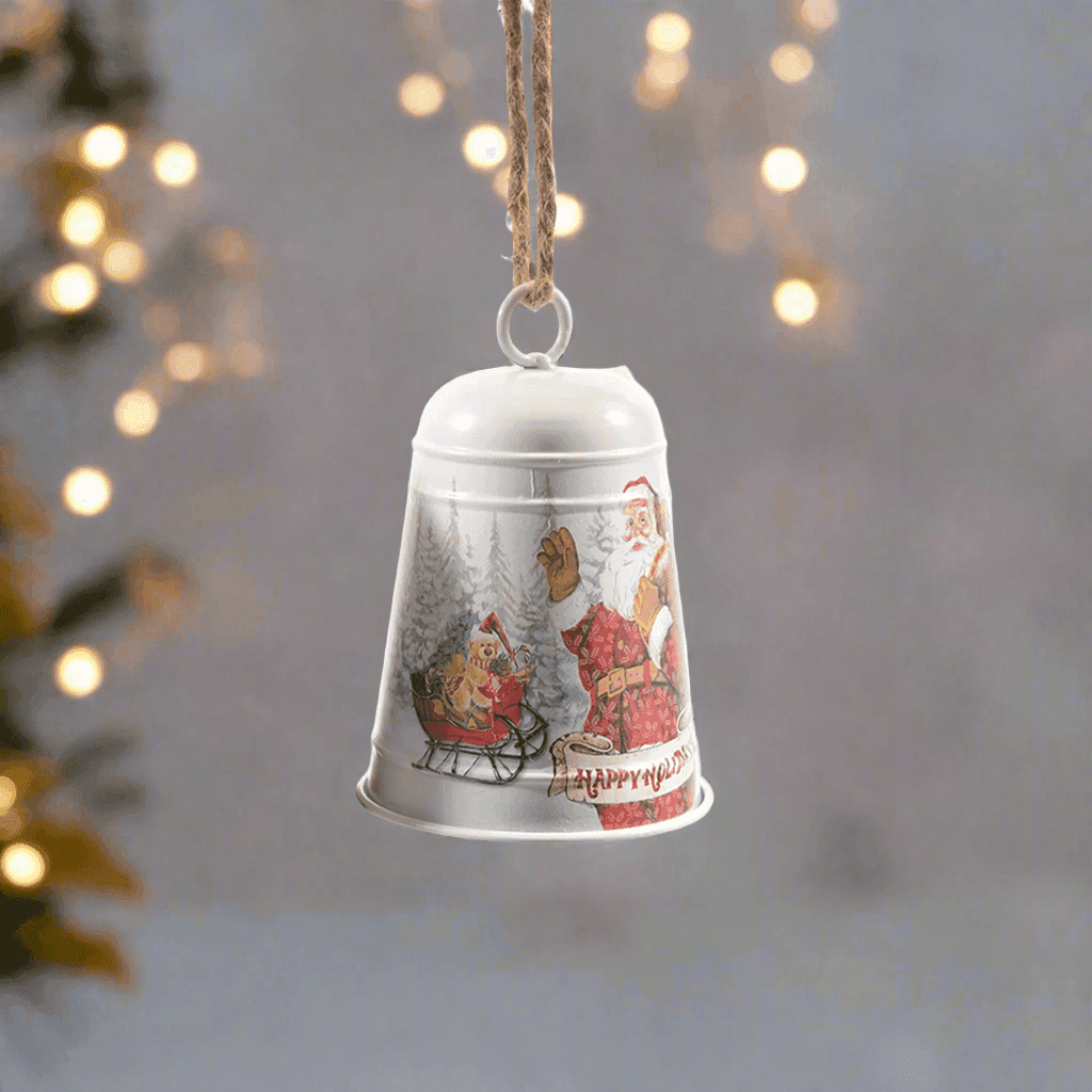 Campana decorata con Babbo in metallo per decorazioni natalizie - 5