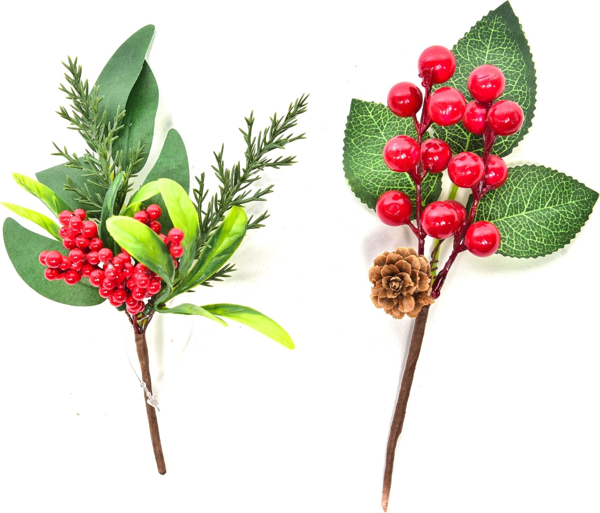 Rametto natalizio con bacche rosse e foglie decorative h 21 cm - 3