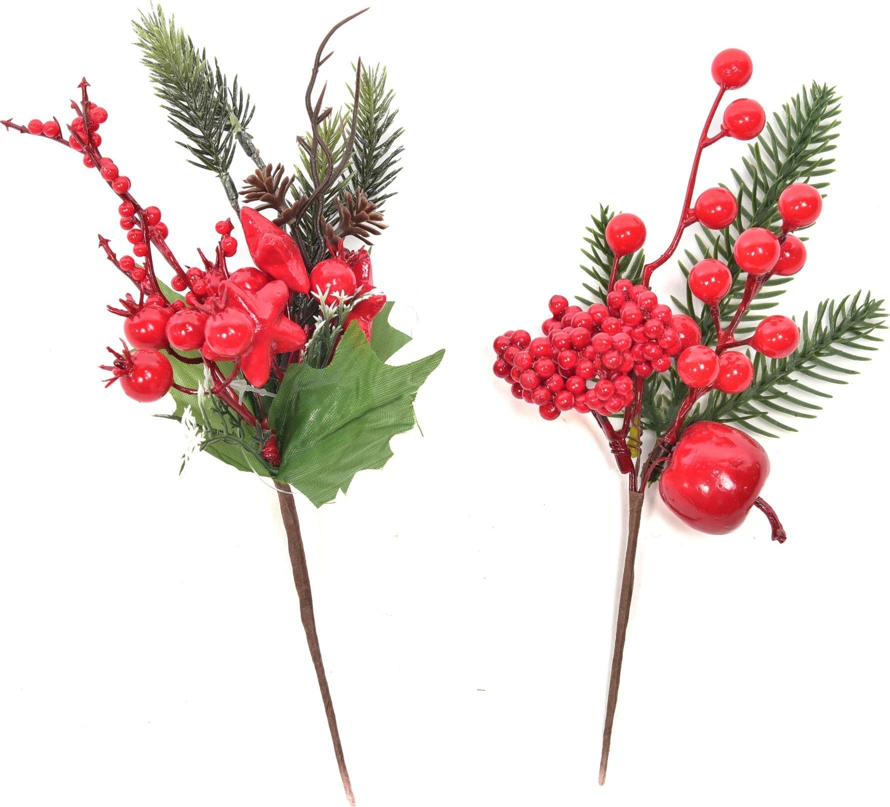 Rametto natalizio con bacche rosse e foglie decorative h 26,5 cm - 3