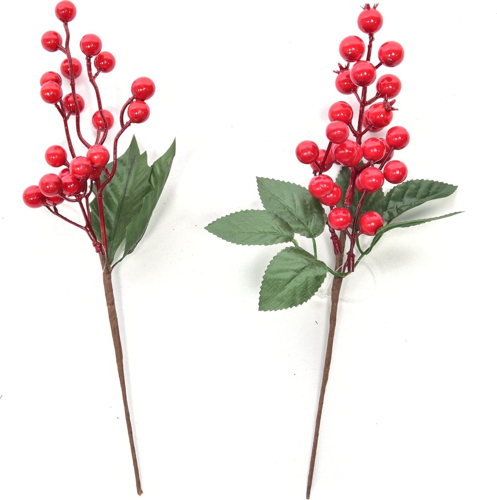 Rametto decorativo natalizio con bacche rosse e foglie decorazioni ambienti h 30 cm - 3