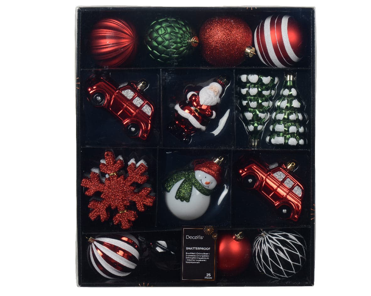Palline in plastica infrangibile per albero decorazione natalizia mix box da 25 pezzi - 2