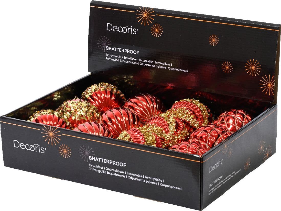 Palline per albero di natale in plastica infrangibile color rosso da 8 cm, 12 pezzi - 2