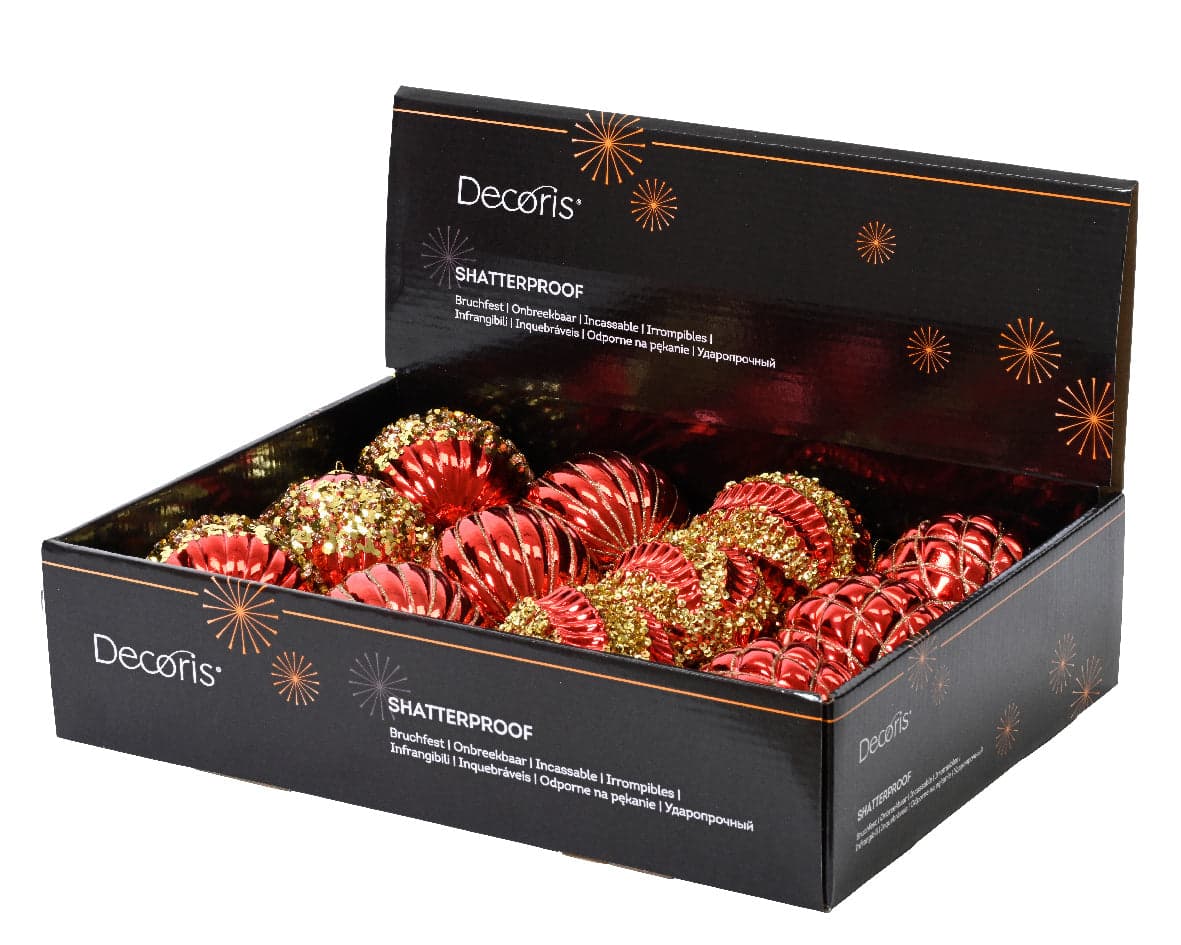 Palline per albero di natale in plastica infrangibile color rosso da 8 cm, 12 pezzi - 2