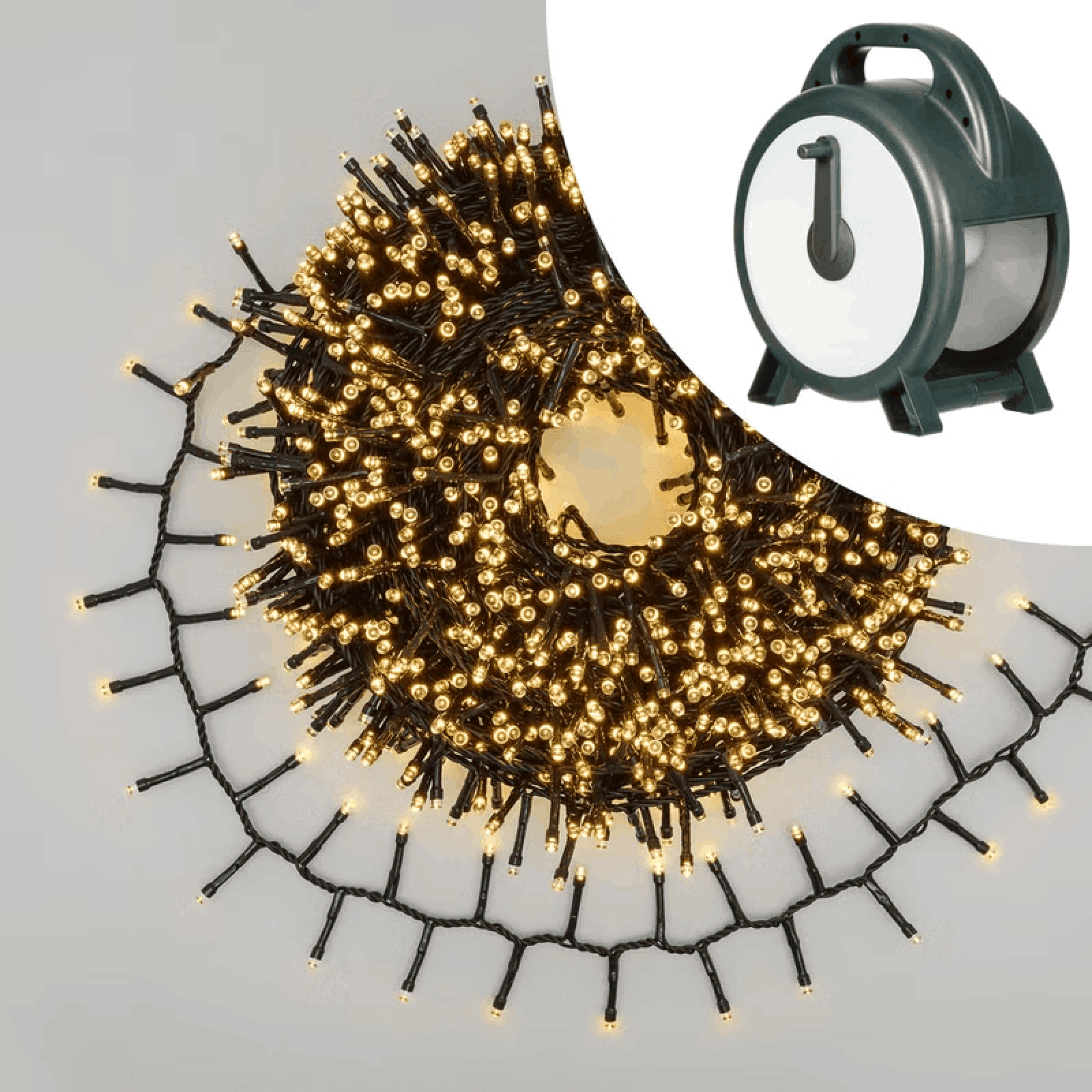 Catena Nastro di Luce con avvolgitore, 35 m, 1750 led bianco caldo, cavo verde - 4