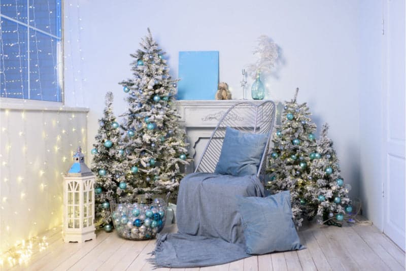 Palline in vetro per albero di natale blu ghiaccio decorazione natalizia 24 Palline da Ø 2,5 cm - 3