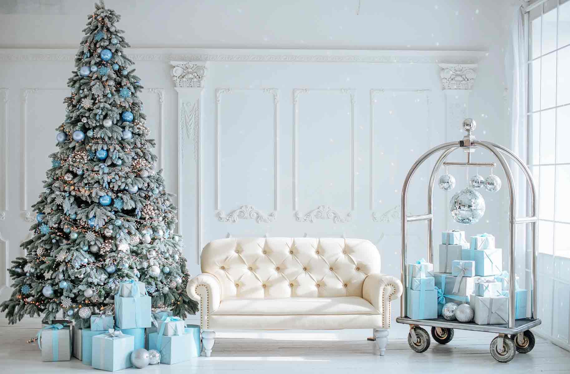 Palline in vetro per albero di natale blu ghiaccio decorazione natalizia 24 Palline da Ø 2,5 cm - 4