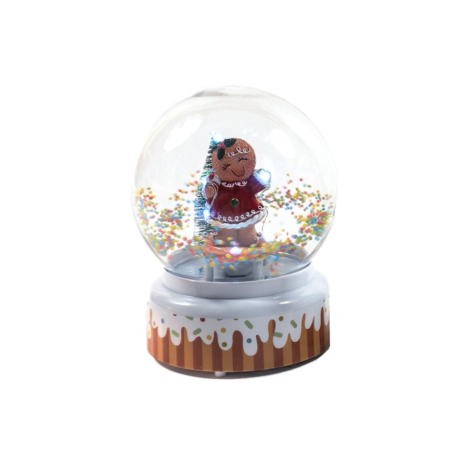 Palla di neve con sensore sonorio neve, luci e musica decorazione natalizia 14 x h 18 cm - 2