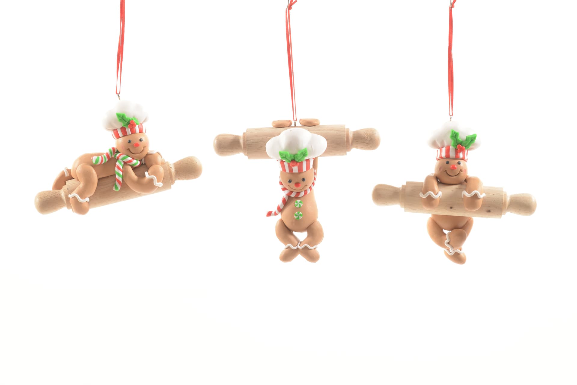 Pendaglio Pan di zenzero con mattarello in argilla morbida per decorazioni natalizie - 4
