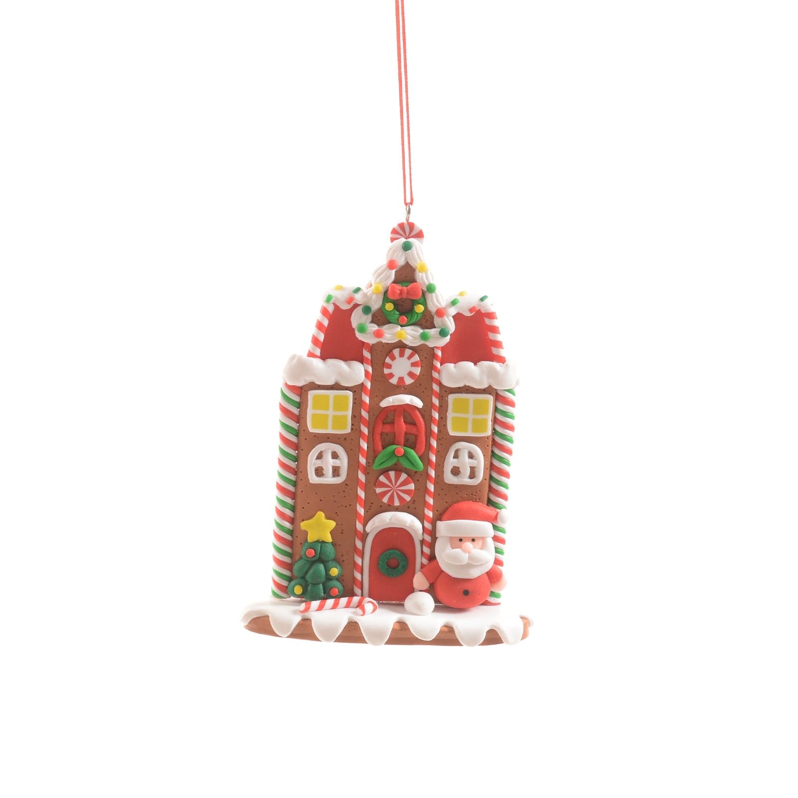 Pendaglio a forma di casa natalizia in argilla morbida per decorazioni natalizie h 12 cm - 2