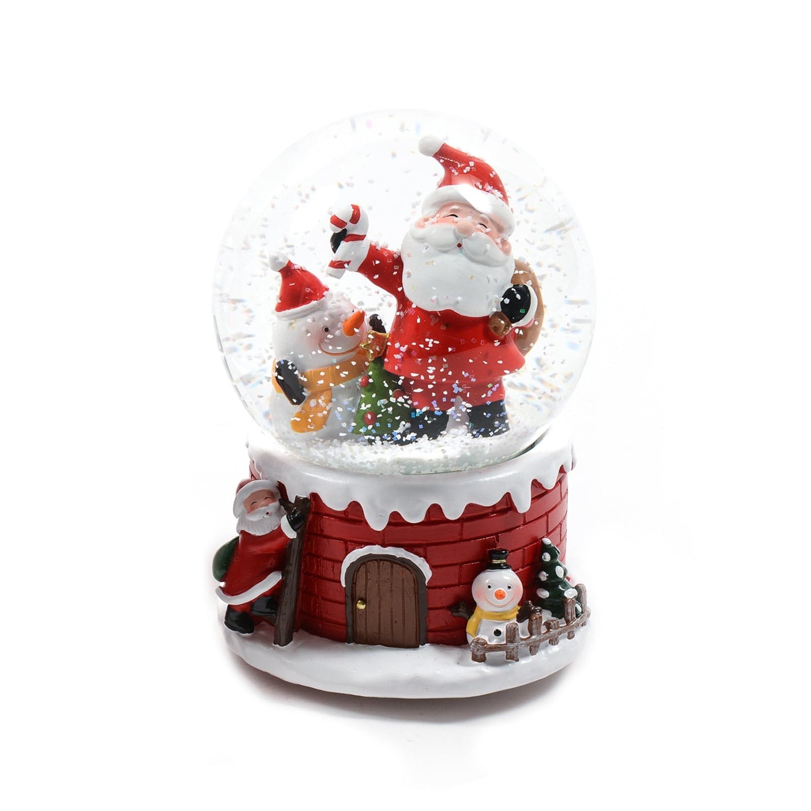 Palla di neve carillon Babbo Natale con glitter neve decorazione natalizia 10 x h 13,5 cm - 2