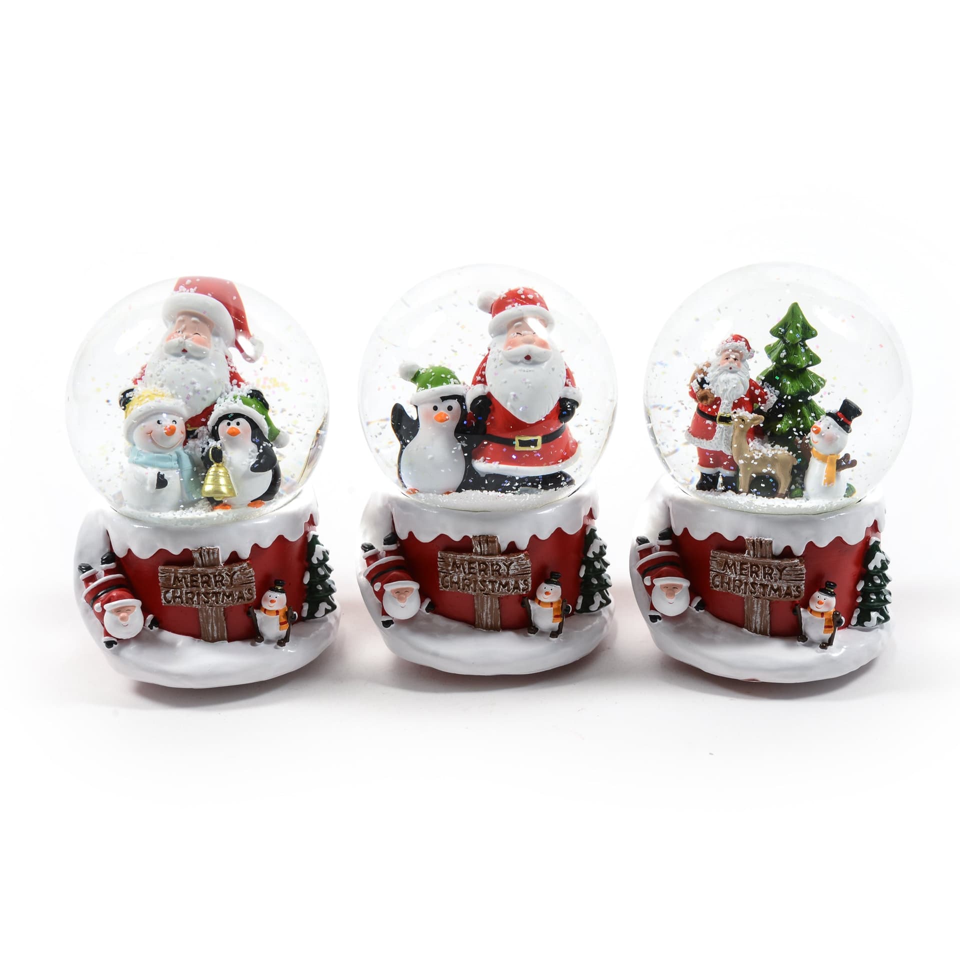 Palla di neve carillon Babbo Natale con glitter neve decorazione natalizia 10 x h 13,5 cm - 3