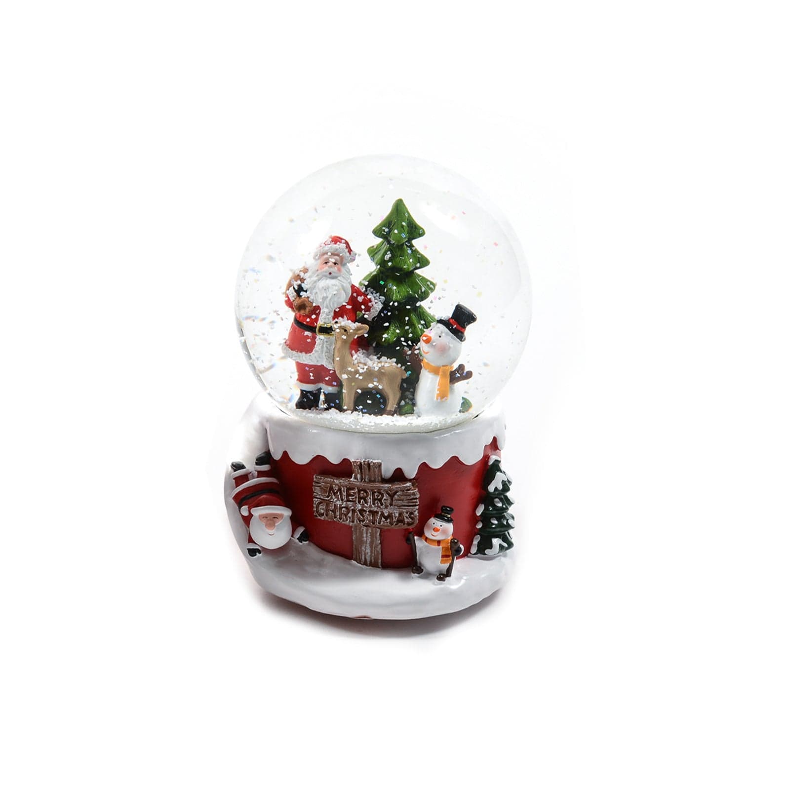 Palla di neve carillon Babbo Natale con glitter neve decorazione natalizia 10 x h 13,5 cm - 4