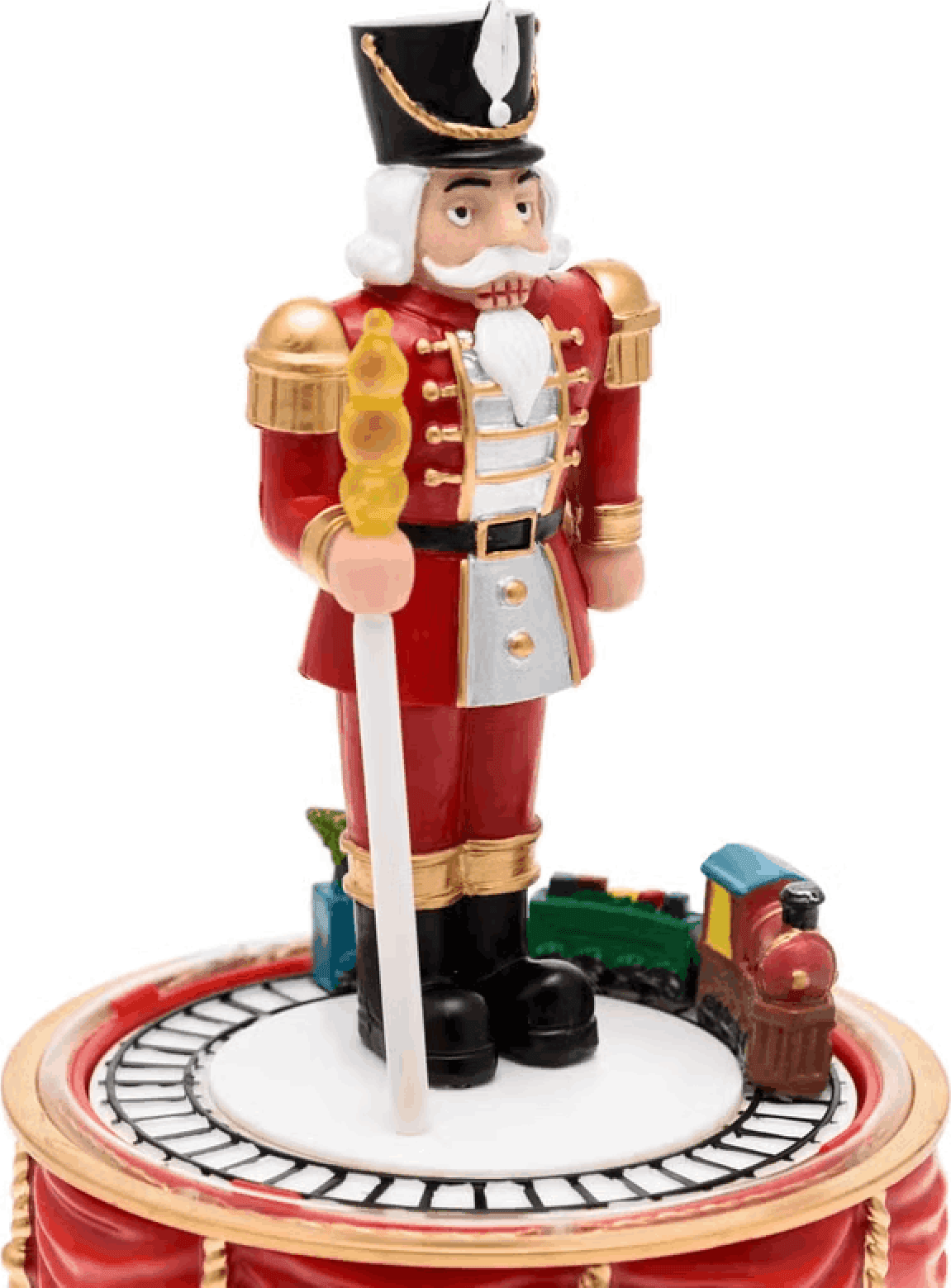 Soldato Schiaccianoci con Trenino Natale in movimento rotatorio, h 19 cm, musiche natalizie - 2
