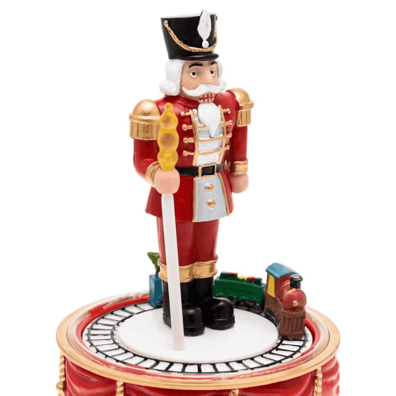 Soldato Schiaccianoci con Trenino Natale in movimento rotatorio, h 19 cm, musiche natalizie - 2