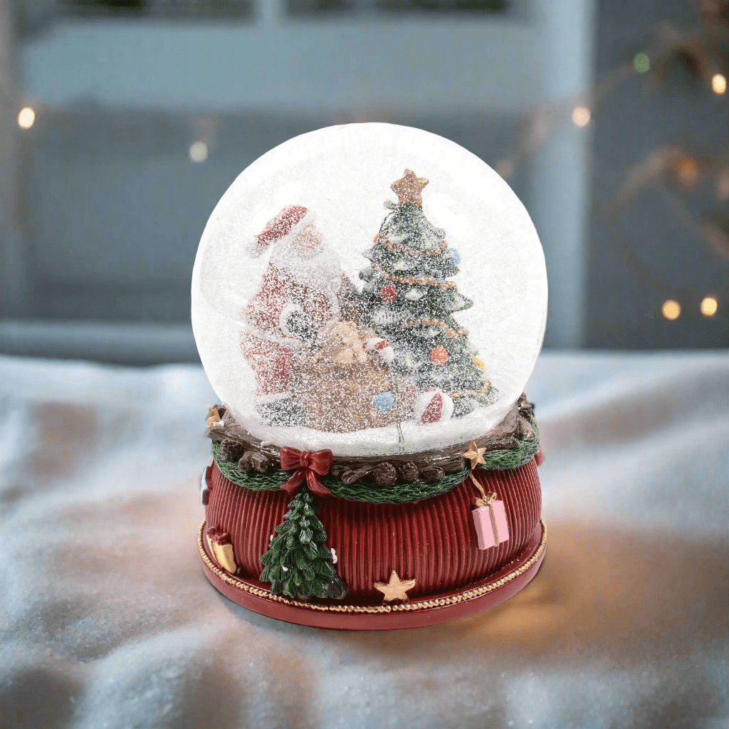 Palle di neve carillon con movimento musiche e luci decorazione natalizia - 2