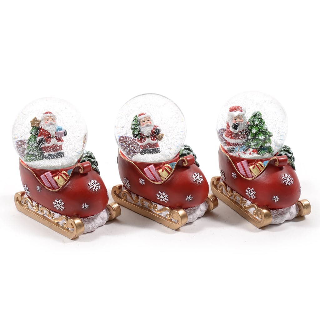 Palla di neve con "Babbo Natale su slitta" color rosso e bianco 9 x 5,5 x h 10 cm - 4