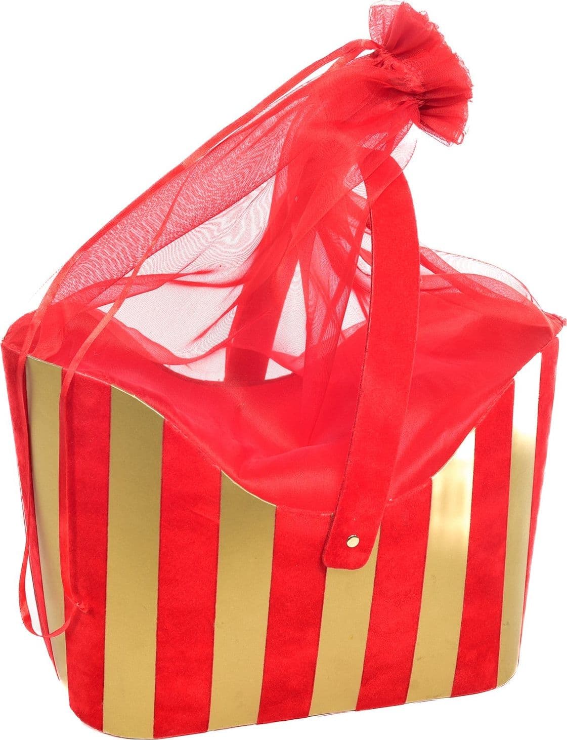 Borsa in carta rossa per cesti natalizi con sacco in organza - 2