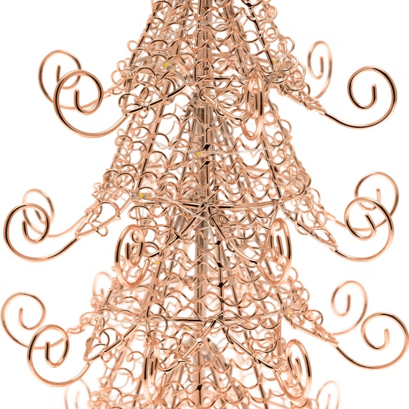 Albero di Natale in metallo rame, h 35 cm, MicroLED bianco caldo - 2