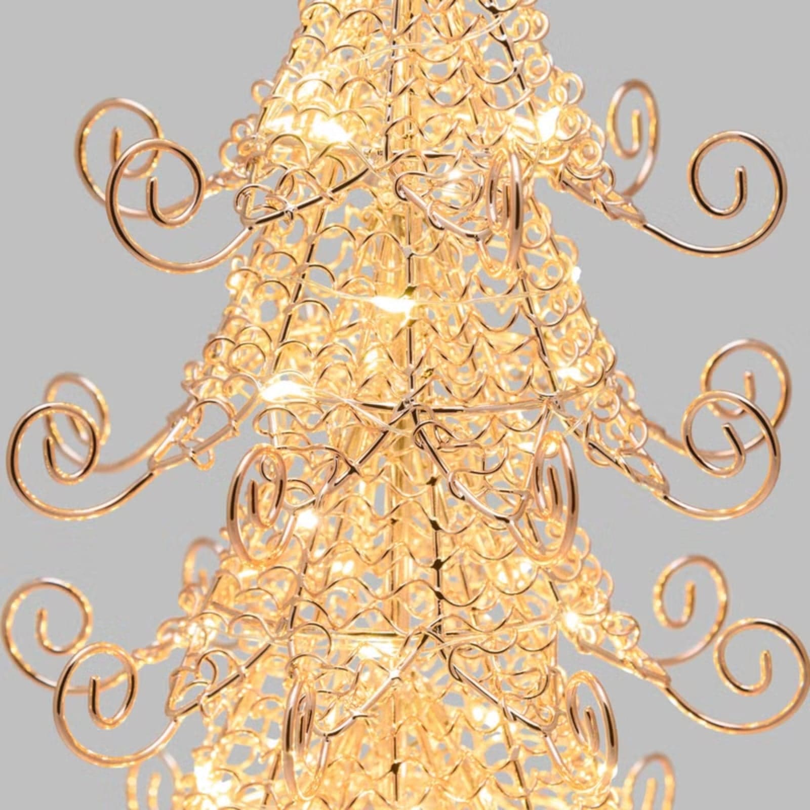 Albero di Natale in metallo rame, h 35 cm, MicroLED bianco caldo - 3
