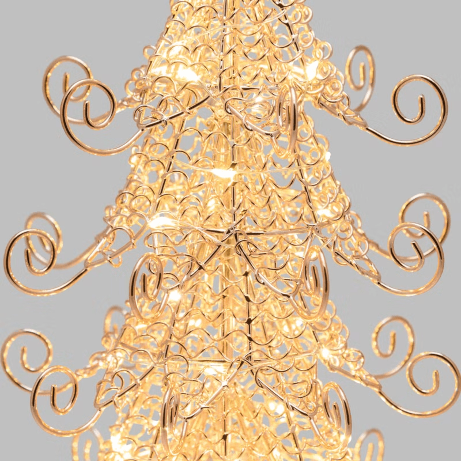 Albero di Natale in metallo rame, h 35 cm, MicroLED bianco caldo - 3