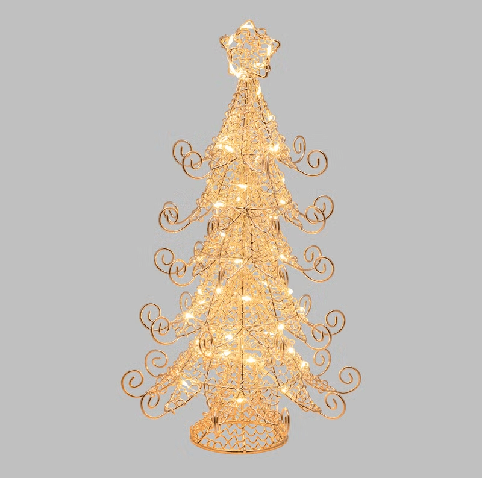 Albero di Natale in metallo rame, h 35 cm, MicroLED bianco caldo - 4