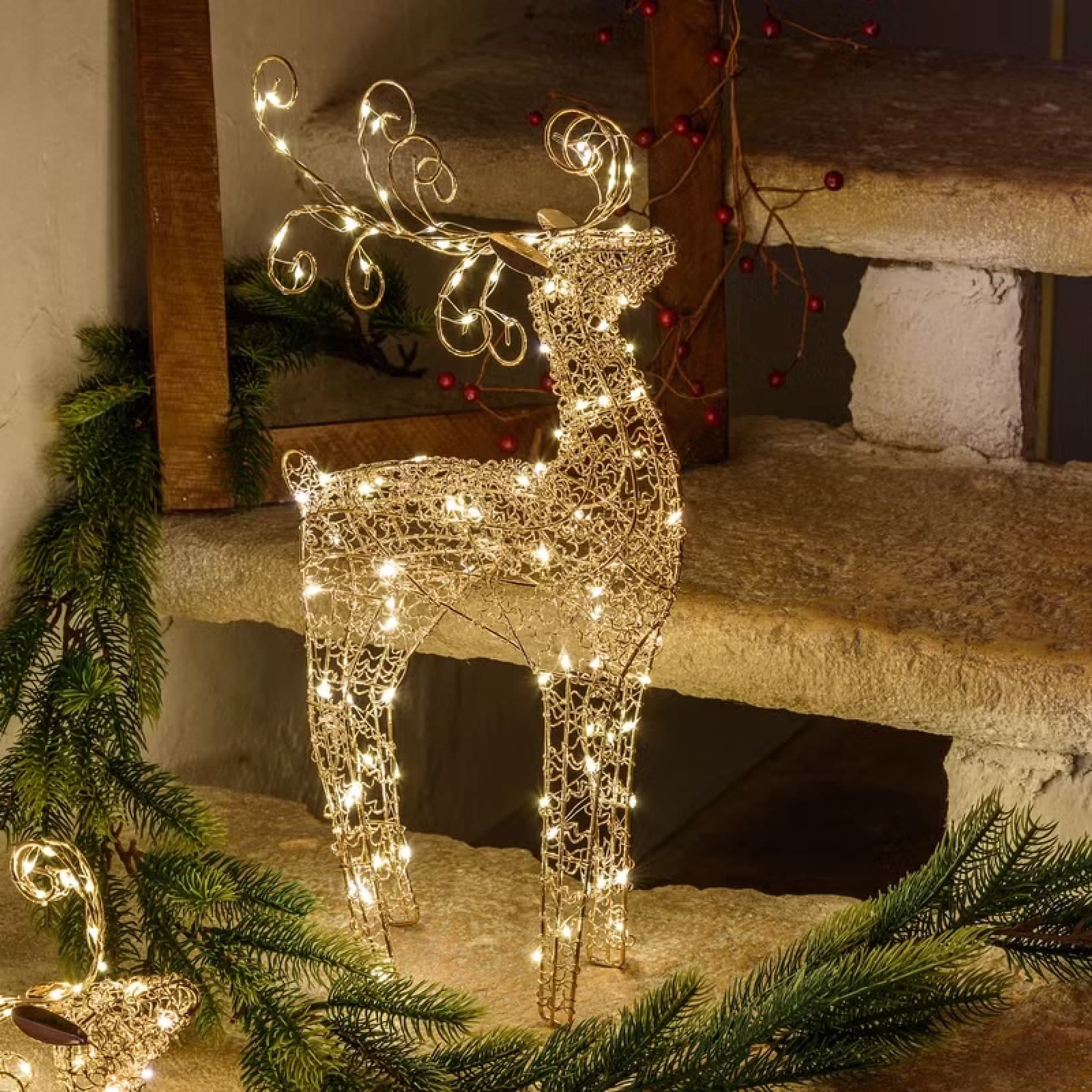 Renna luminosa microled bianco caldo per decorazioni natalizie - 11