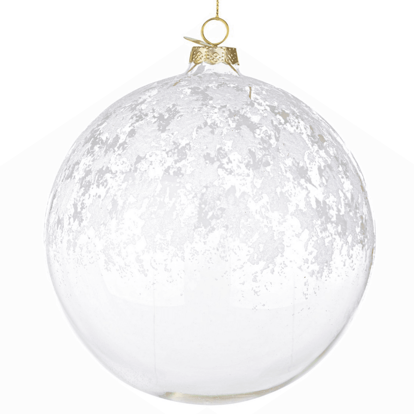 Palline per albero di Natale in vetro "Iced" trasparente bianco per decorazioni - 3