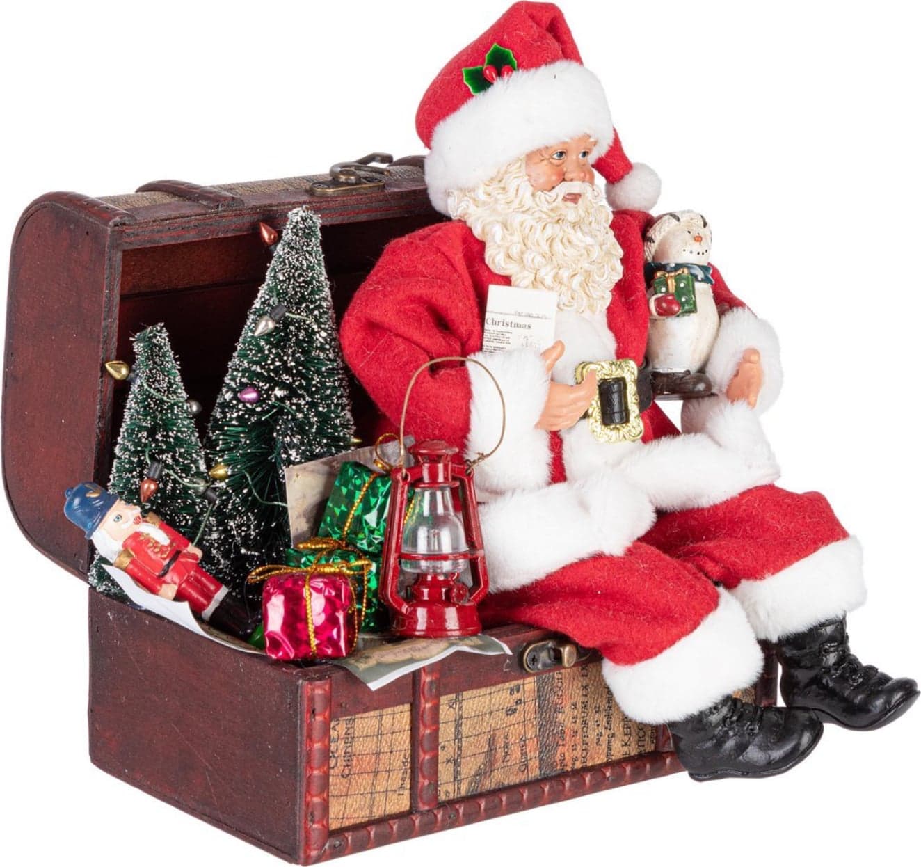 Babbo natale" Denzel" rosso in poliestere per decorazioni natalizie - 2