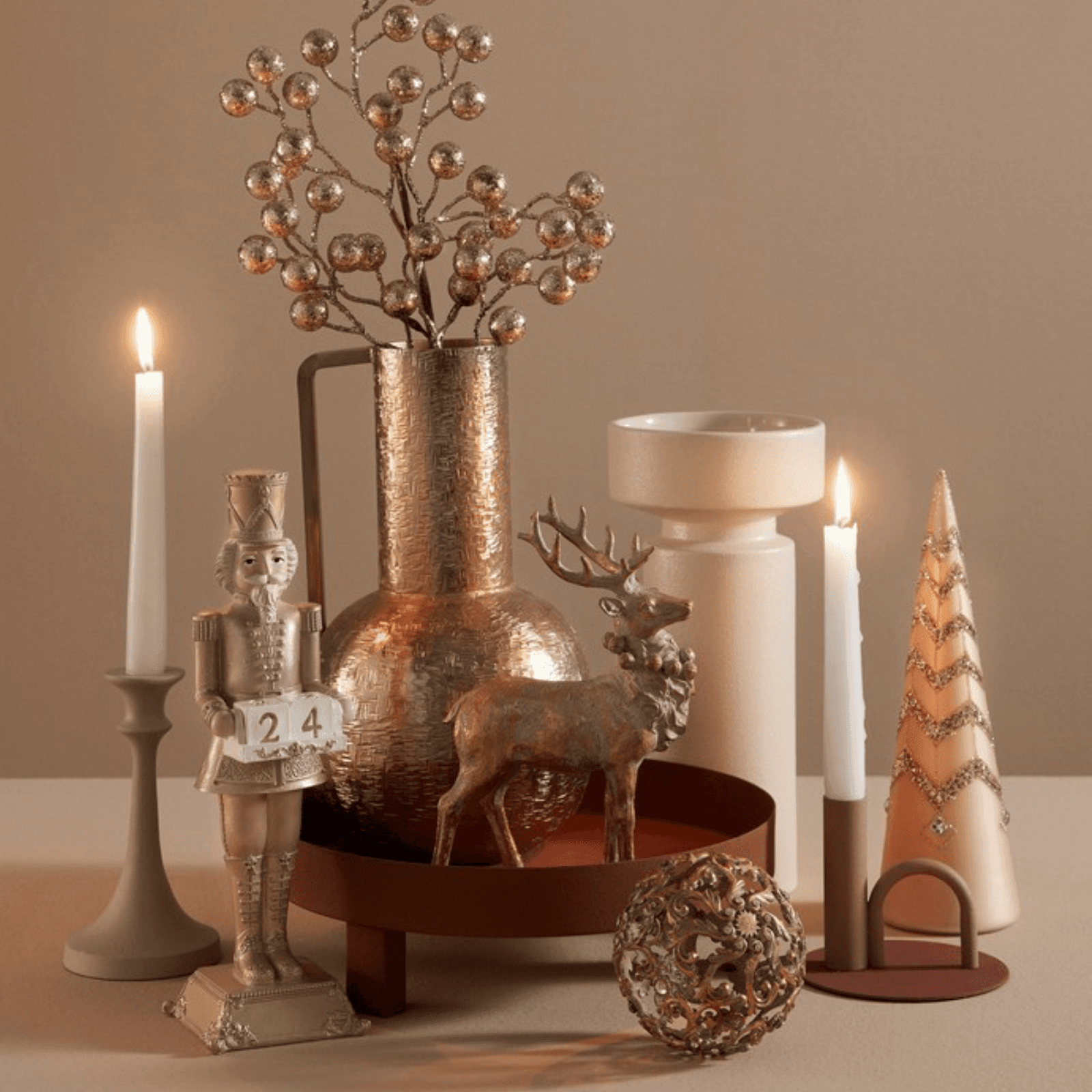 Cervo Oro in Poliresina‎ decorazione natalizia h 23,5 cm - 2