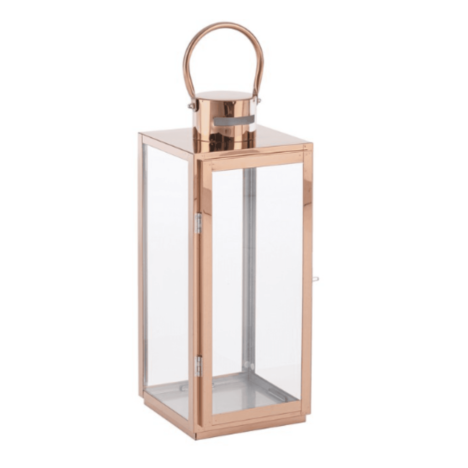 Set 3 Lanterne decorative "Alban" in acciaio inossidabile e vetro, color rame - 2