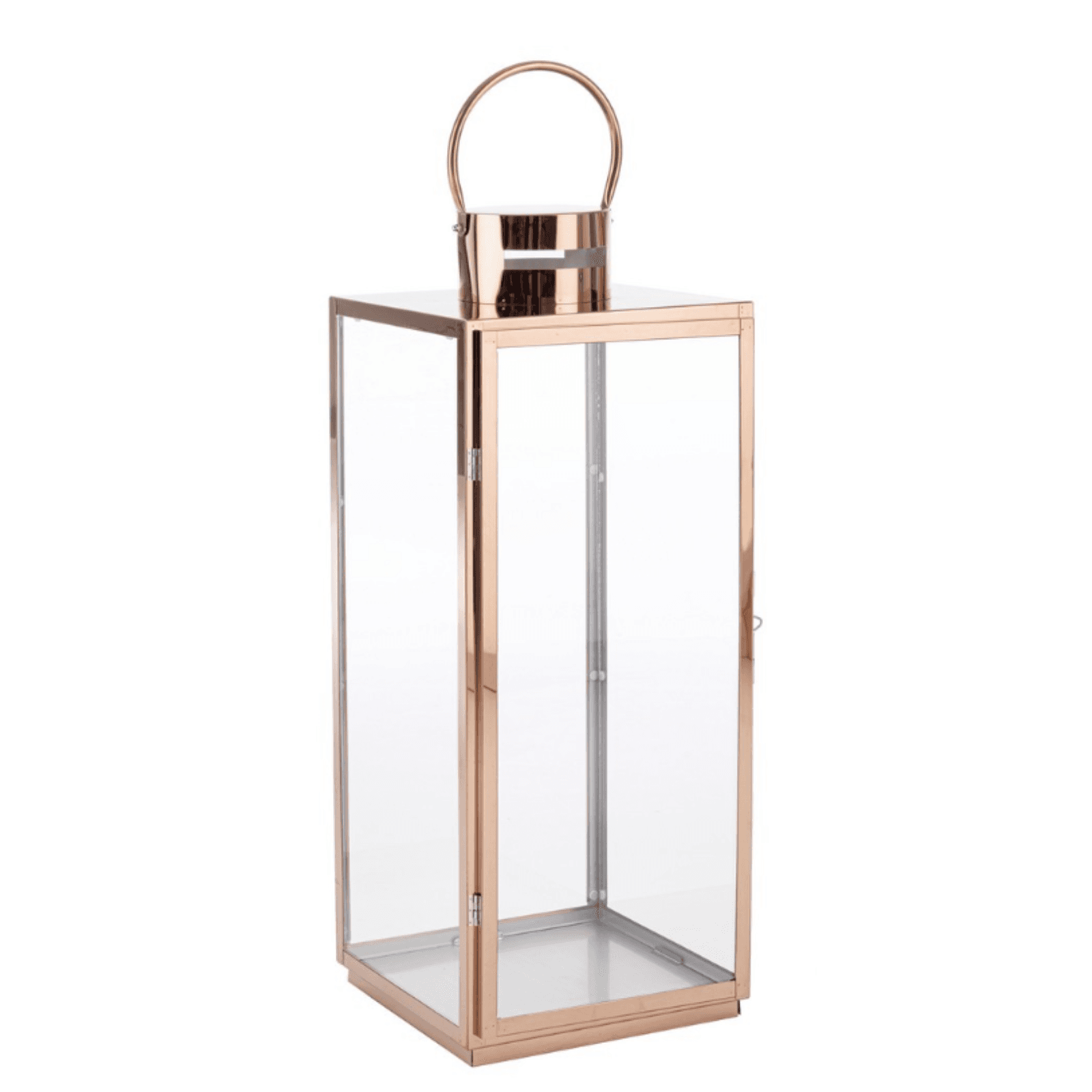Set 3 Lanterne decorative "Alban" in acciaio inossidabile e vetro, color rame - 4