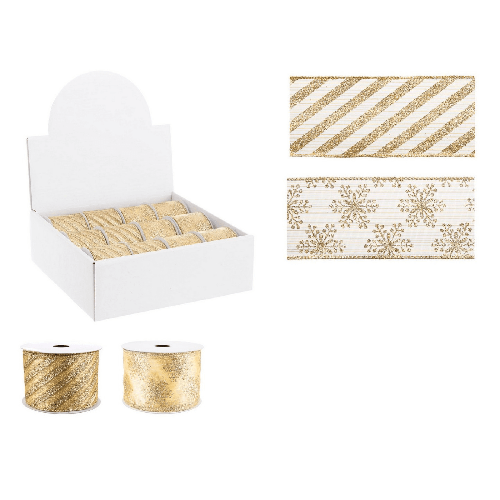 Nastro decorativo "Tinsel" oro per confezioni natalizie h 63 mm x 4 mt - 2