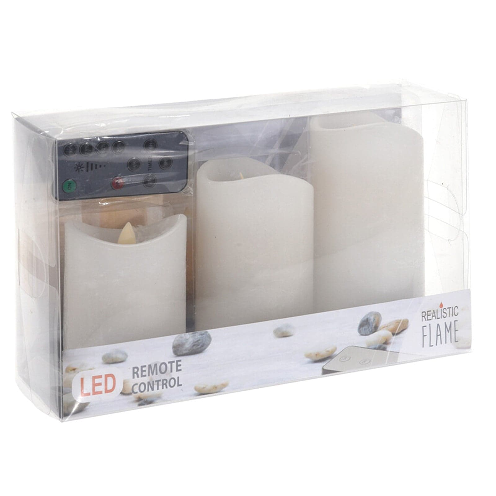Candele bianche in plastica con fiamma a LED , decorazione natalizia per interno, set da 3 pezzi - 2