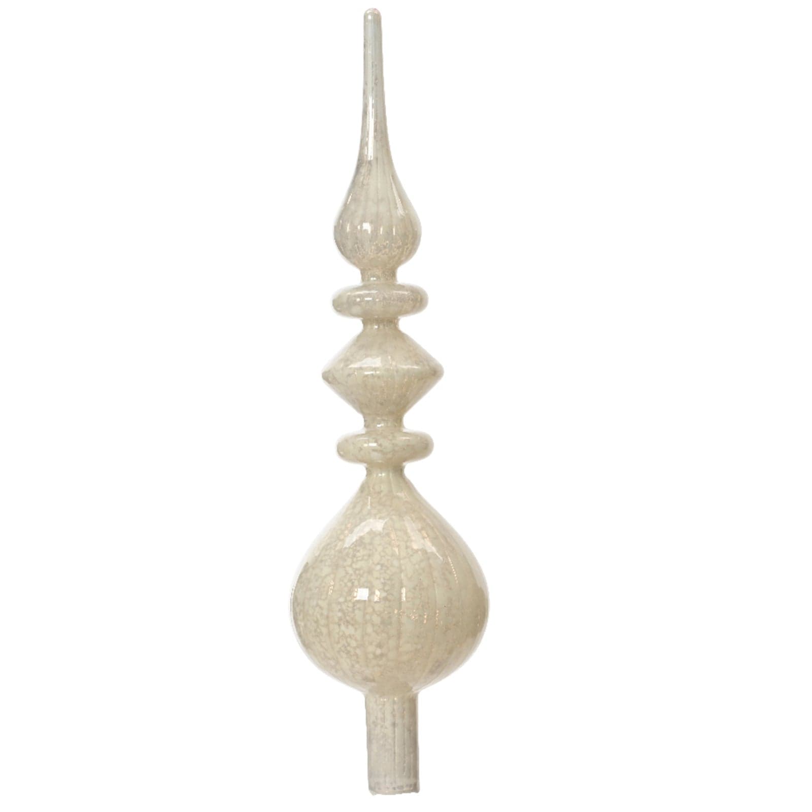 Puntale per albero di Natale con sfere in vetro bianco decorazione e addobbo da 35 cm - 2