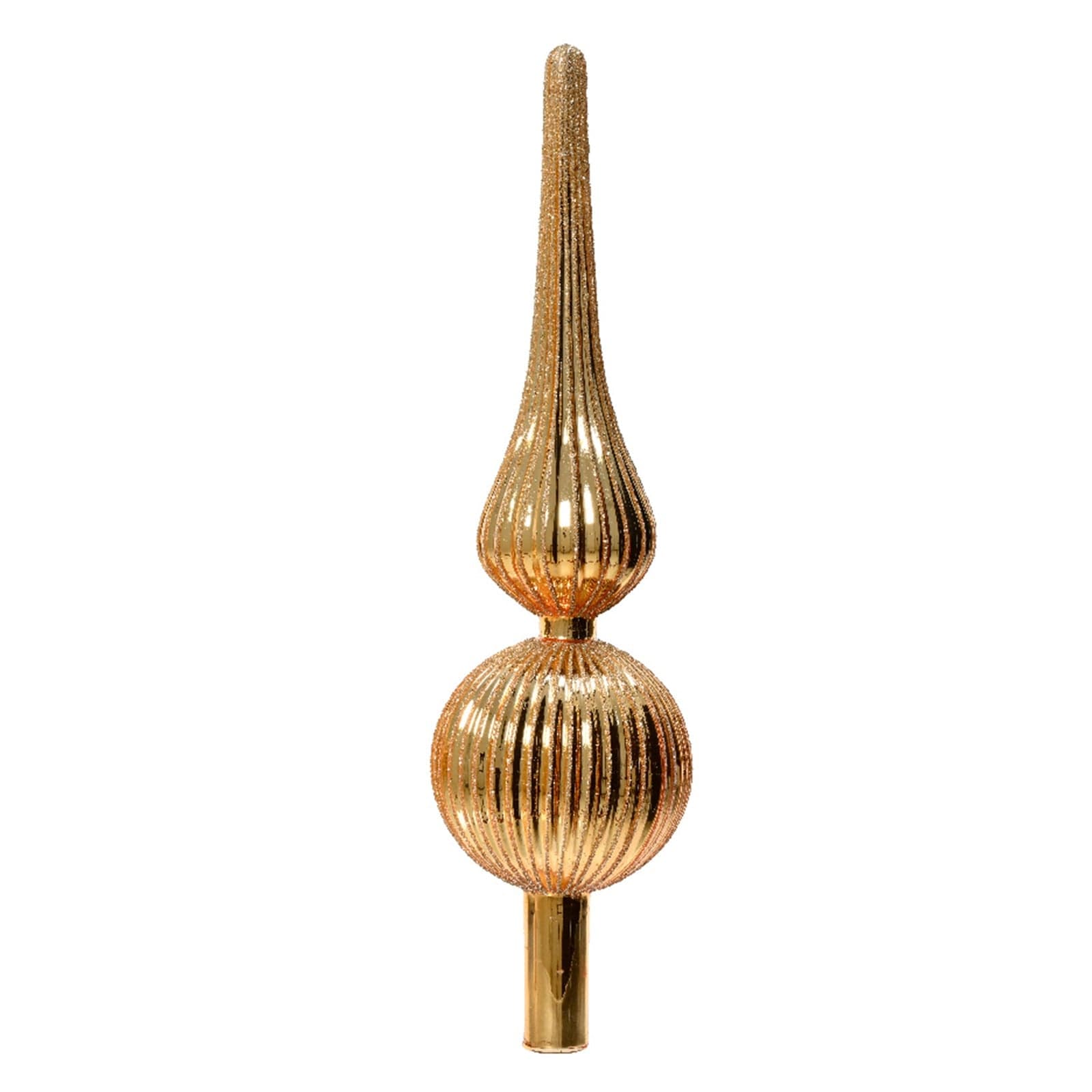 Puntale per albero di Natale con sfere in vetro oro decorazione e addobbo da 31 cm - 4