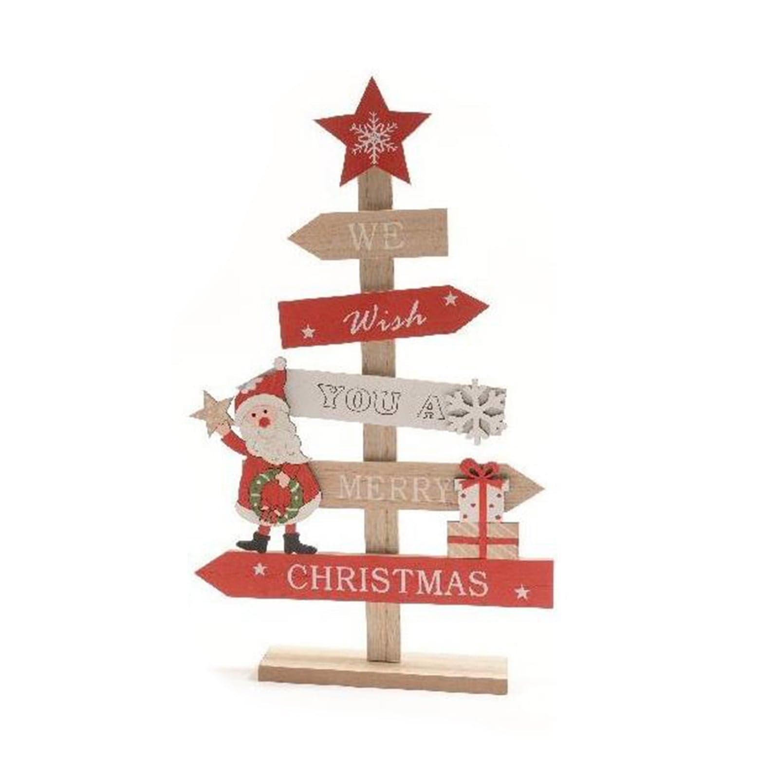 Alberello di Natale in legno decorazione natalizia da h 33,5 cm - 2