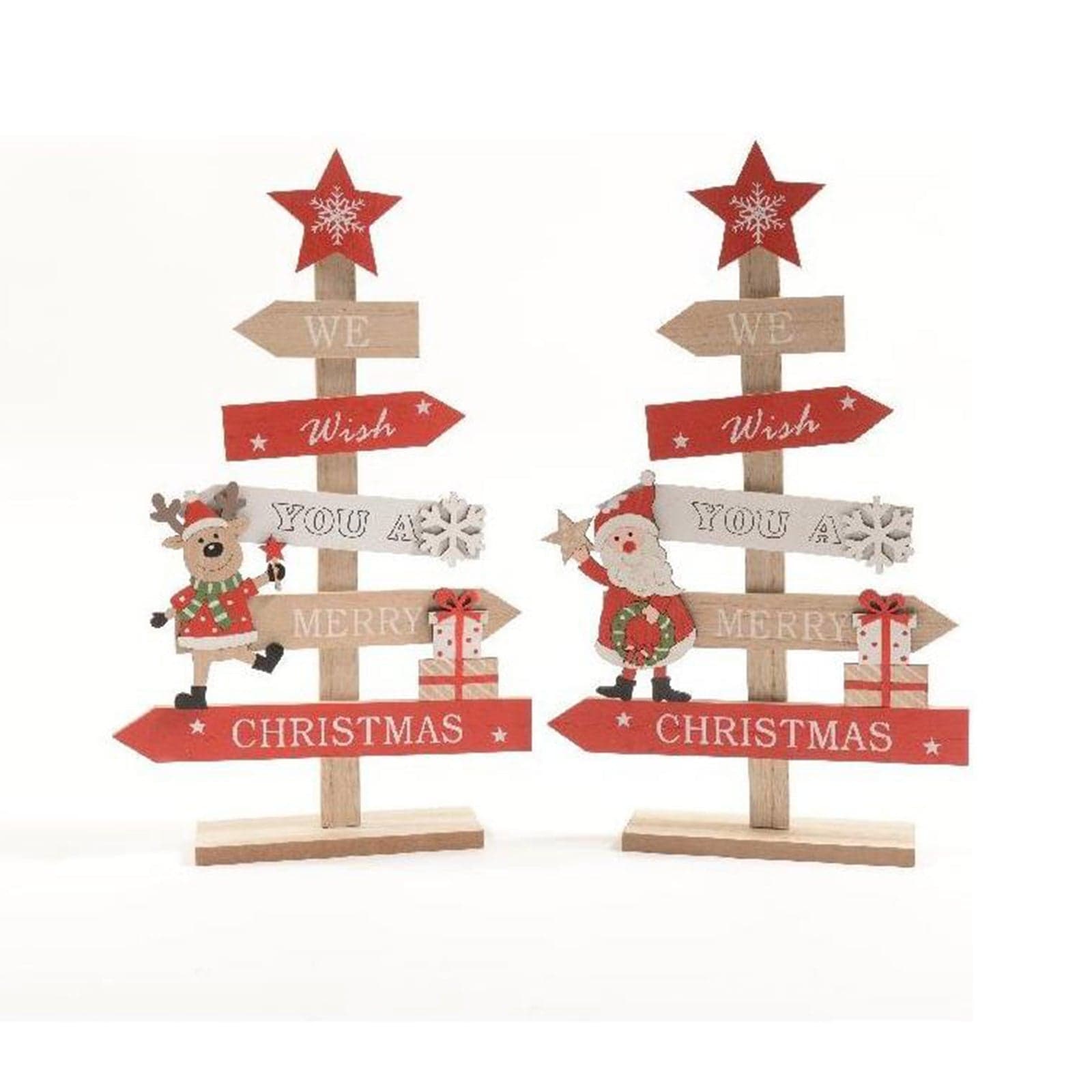 Alberello di Natale in legno decorazione natalizia da h 33,5 cm - 3