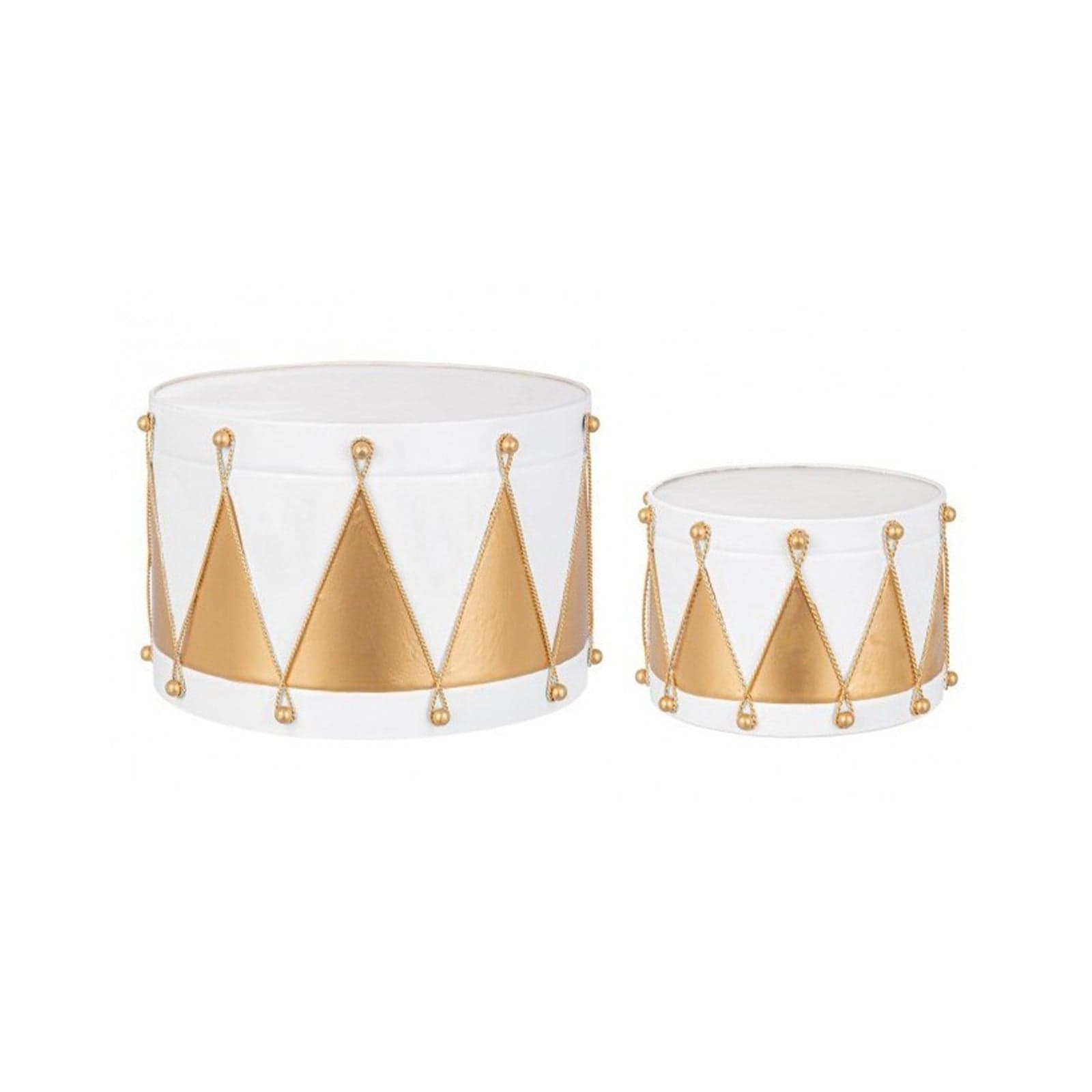 Tamburi natalizi decorativi "Deryck" in metallo decorazione per interno ed esterno set da 2 - 3