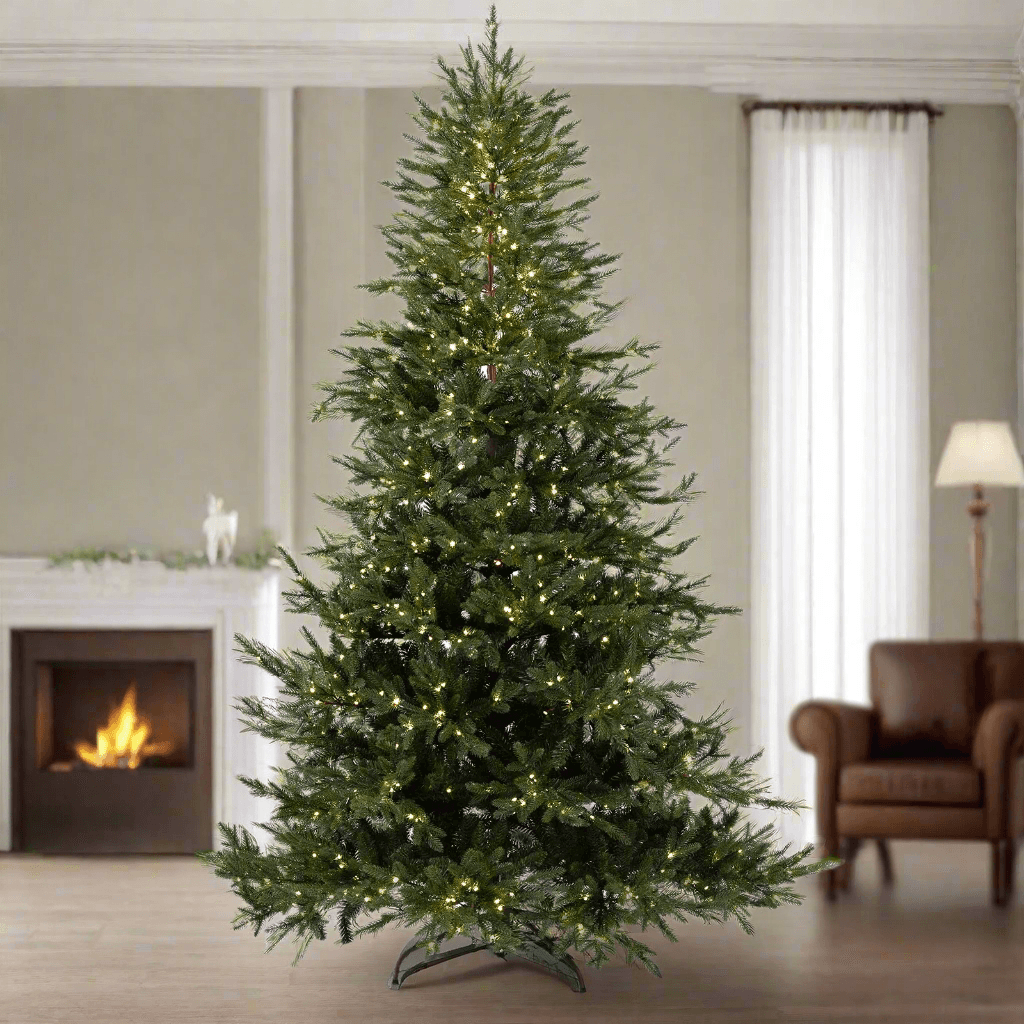 Albero di natale "Tonale" con Led e Tronco Marrone 80% PE Effetto Real Touch - 2