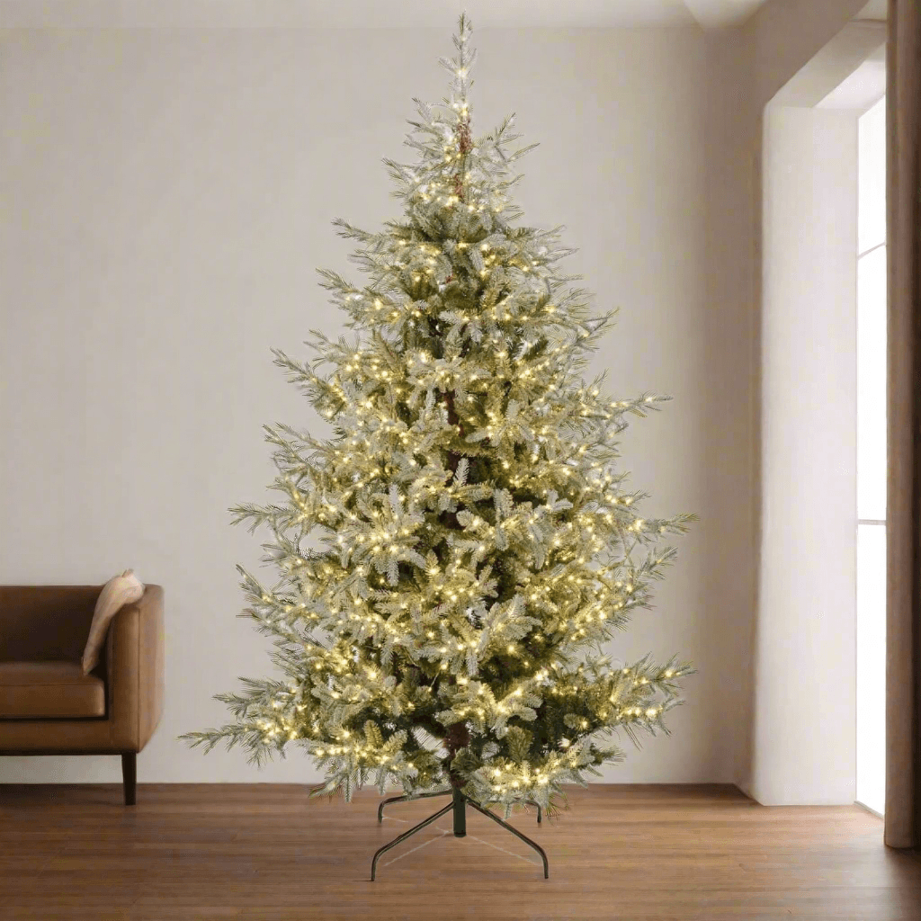 Albero di Natale innevato "Nikolai" con Micro led in PE Effetto Real Touch + PVC + Flock - 2