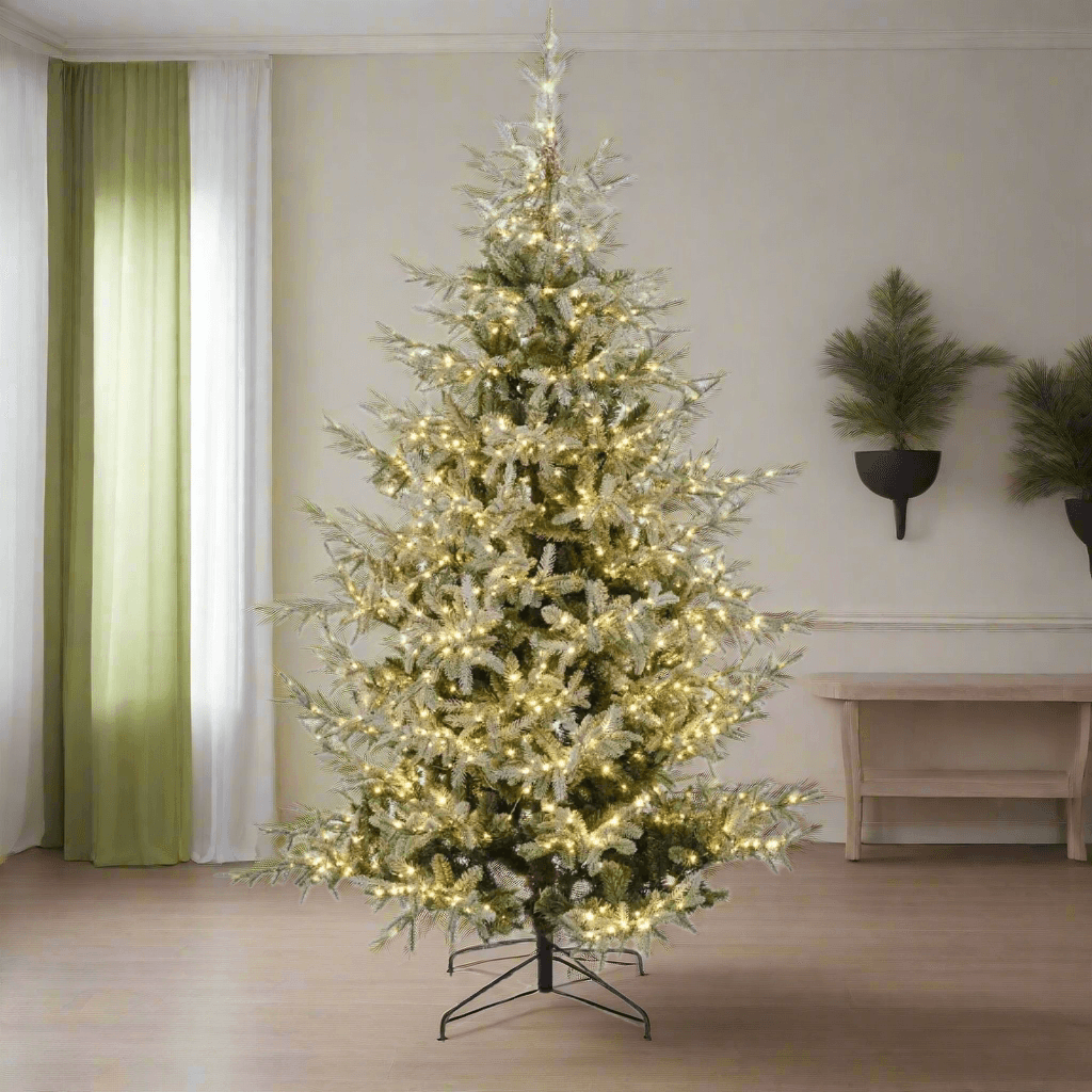 Albero di Natale innevato "Nikolai" con Micro led in PE Effetto Real Touch + PVC + Flock - 3