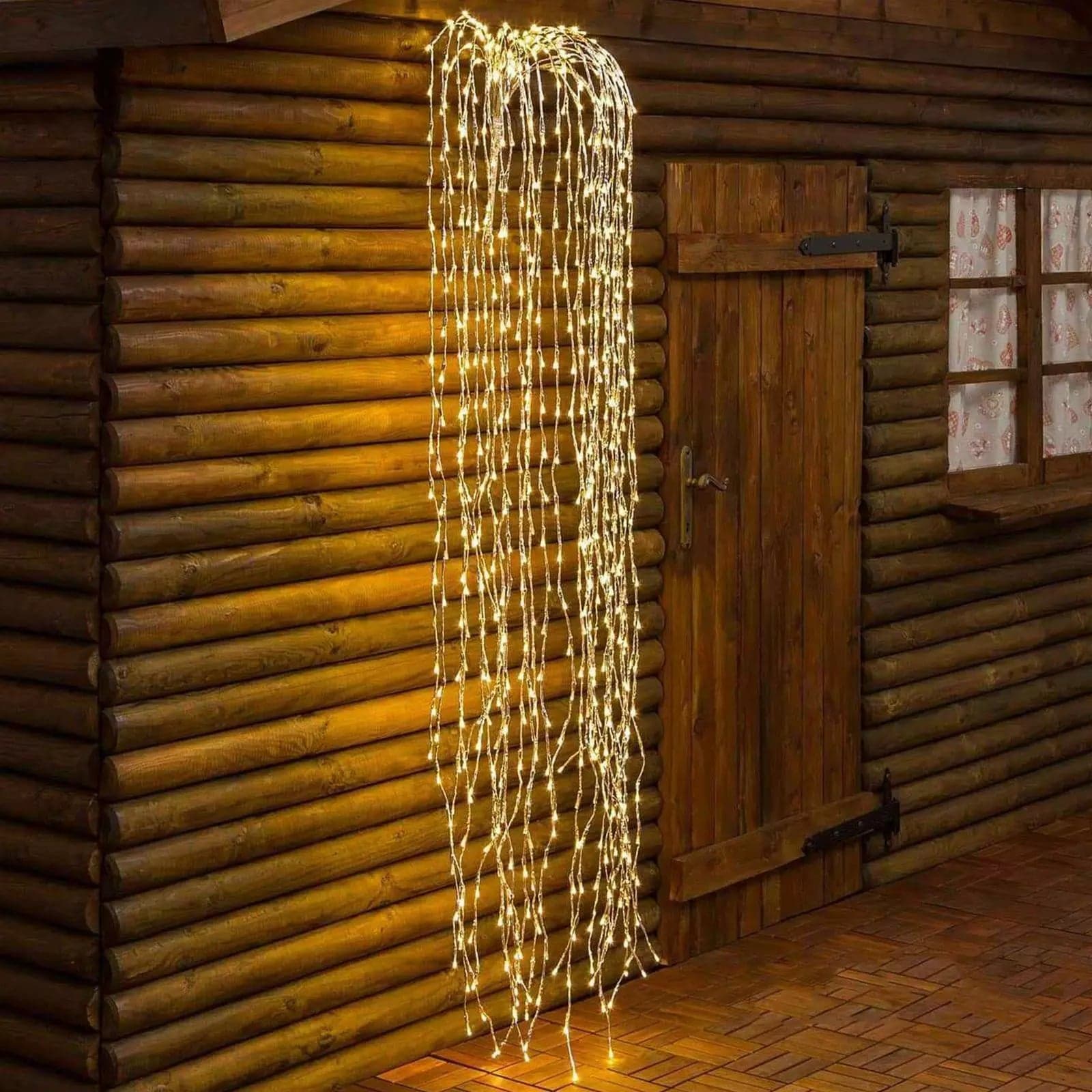 Ramo cadente luminoso cascata di 736 luci a LED bianco caldo decorazione natalizia - 2